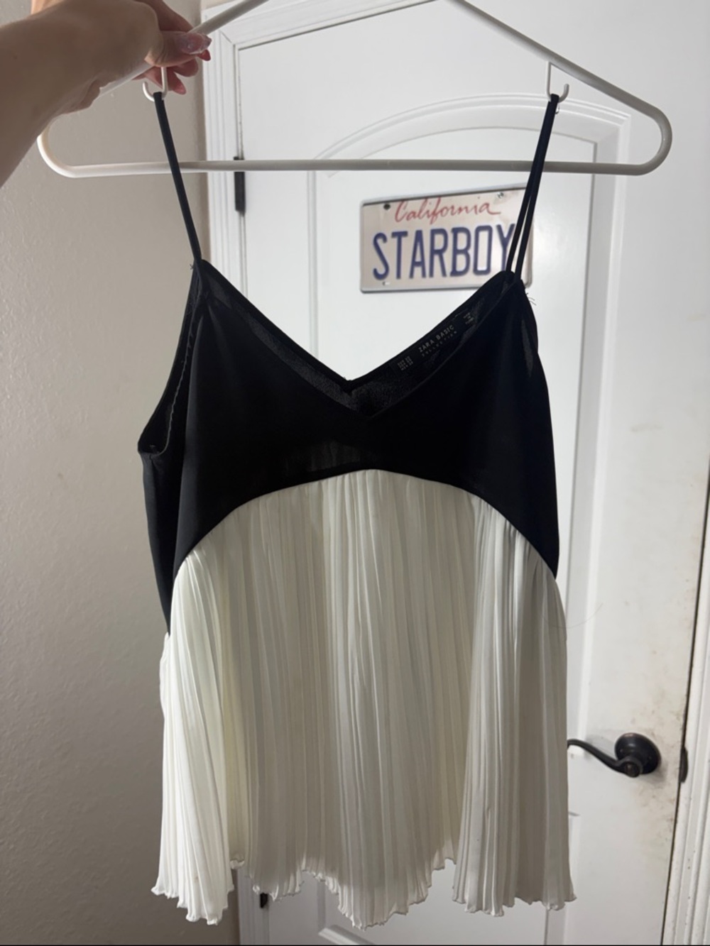 Zara Black Satin Scoop Neck Tank